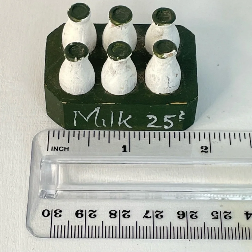 Miniature Wooden Milk Case Vintage 1” Tall - Picture 10 of 10